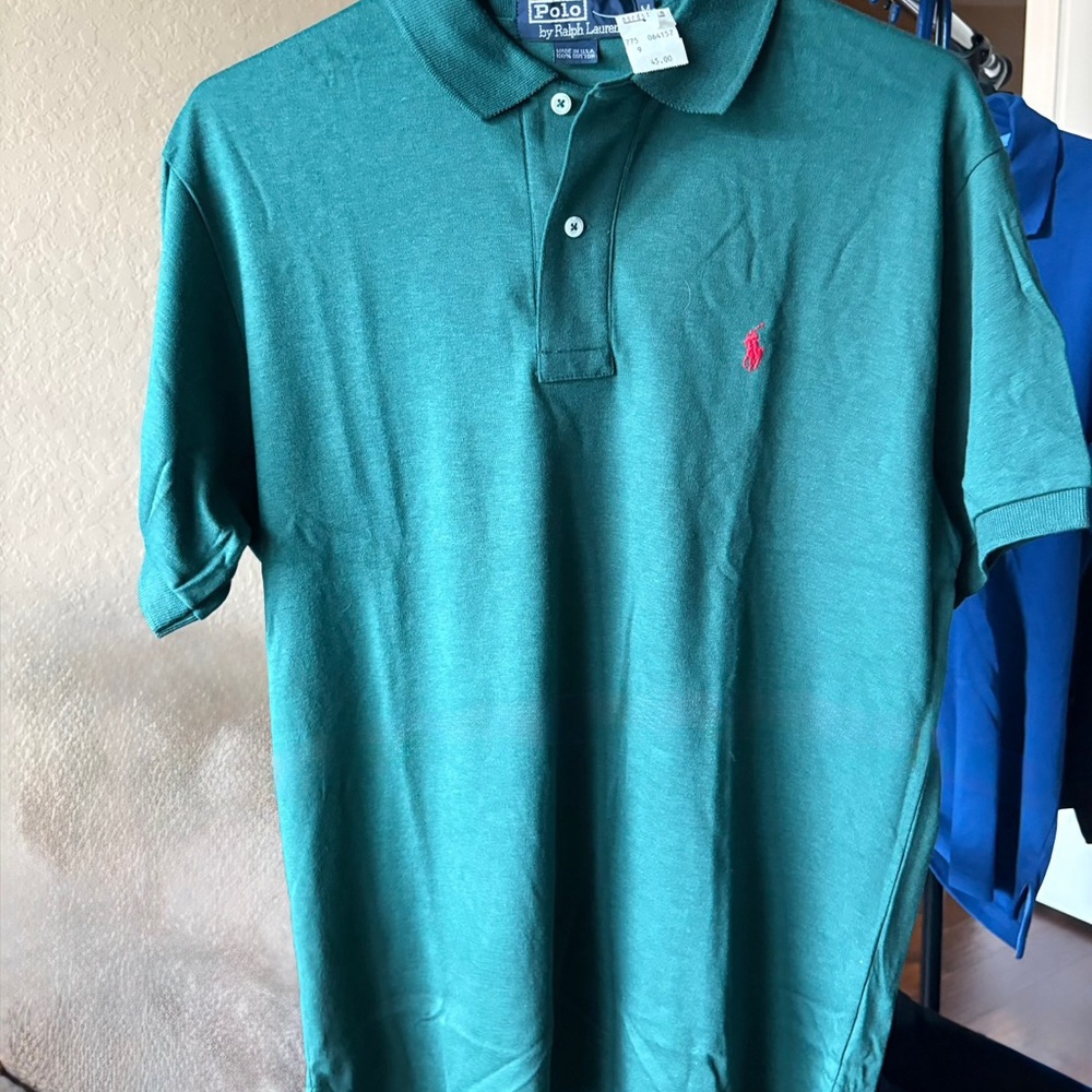 Ralph Lauren Green Polo Shirt Smooth Cotton-Blend VINTAGE 2000’s